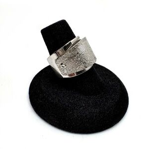 Vintage Emmons Odyssey Ring 1974 Silvertone Modern Wide Band Size 7 Adjustable